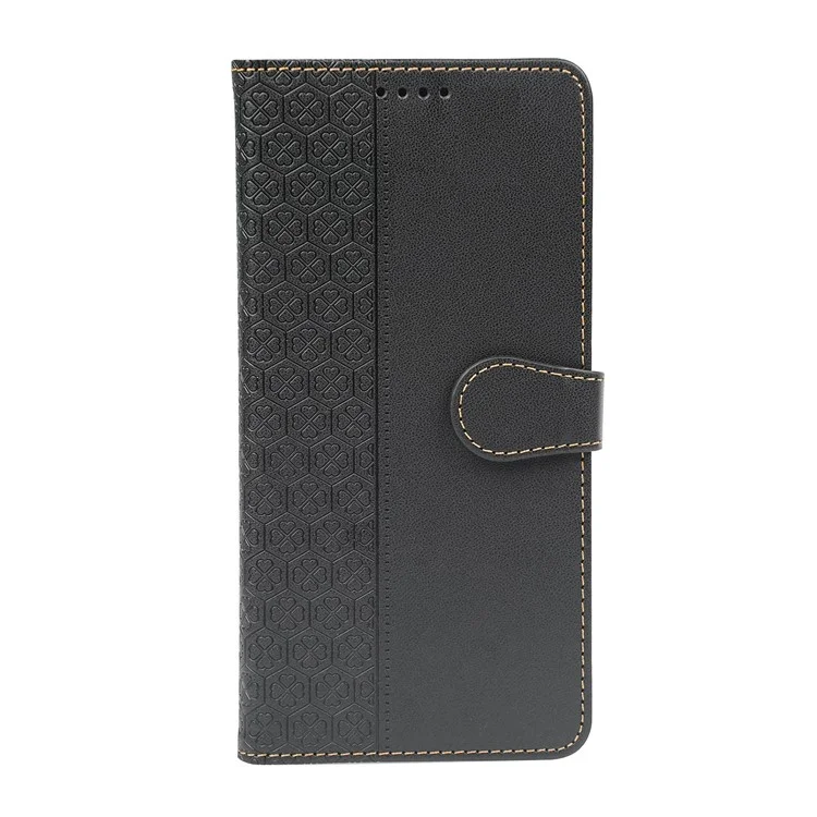 Para Iphone 16 Pro Case Magnetic Clopp Cover de Cuero de Cuero de Cuatro Hojas - Negro