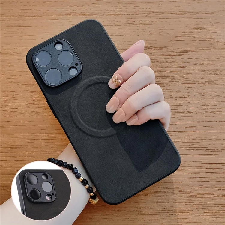 Para Iphone 15 Pro Case Compatible Con Magsafe PC+TPU Skin-Touch Textura Tubo de Teléfono - Negro