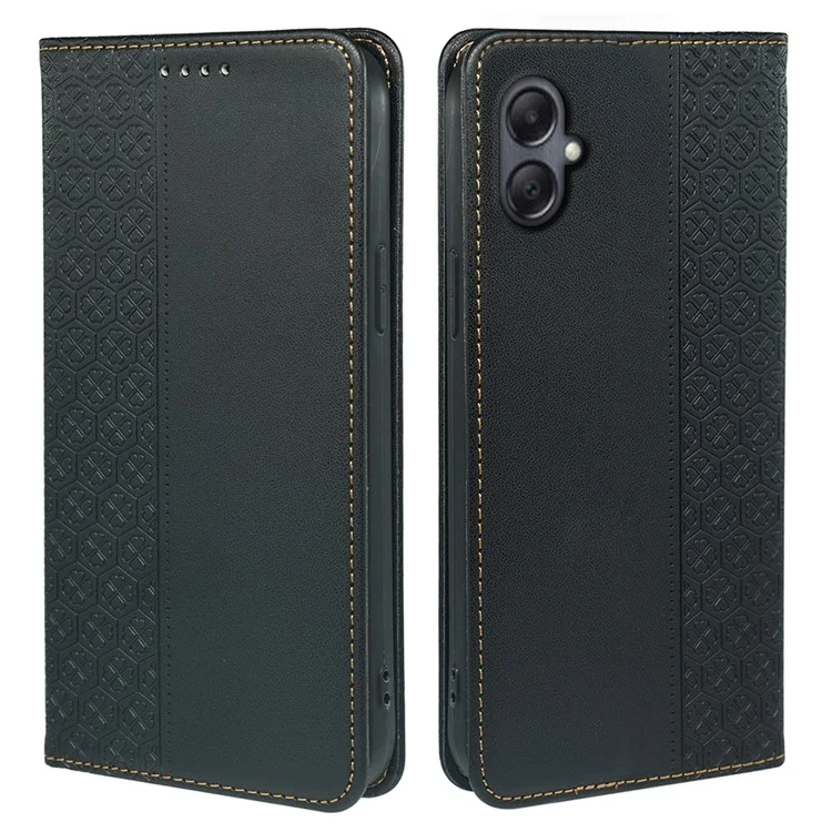 Para Samsung Galaxy A06 Case de Cuatro Hojas de Cuero Clover Flip Telephip Cover Willet - Negro