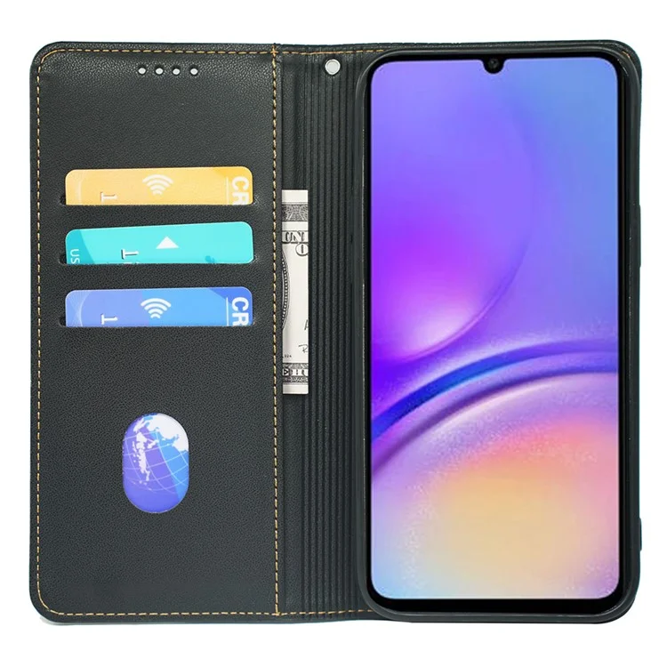 Para Samsung Galaxy A06 Case de Cuatro Hojas de Cuero Clover Flip Telephip Cover Willet - Negro