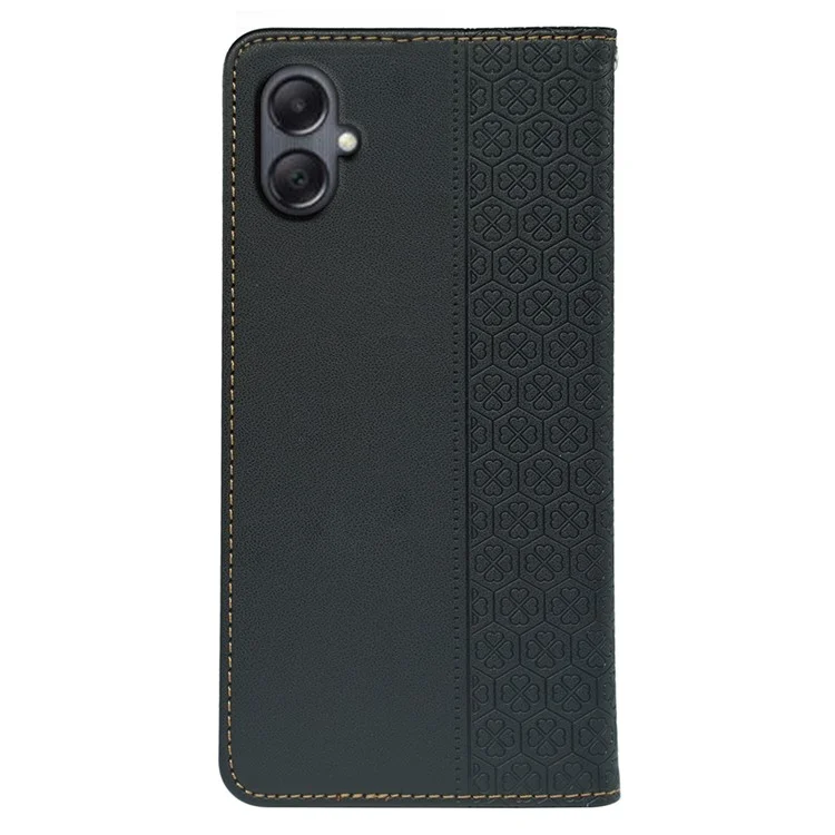 Para Samsung Galaxy A06 Case de Cuatro Hojas de Cuero Clover Flip Telephip Cover Willet - Negro