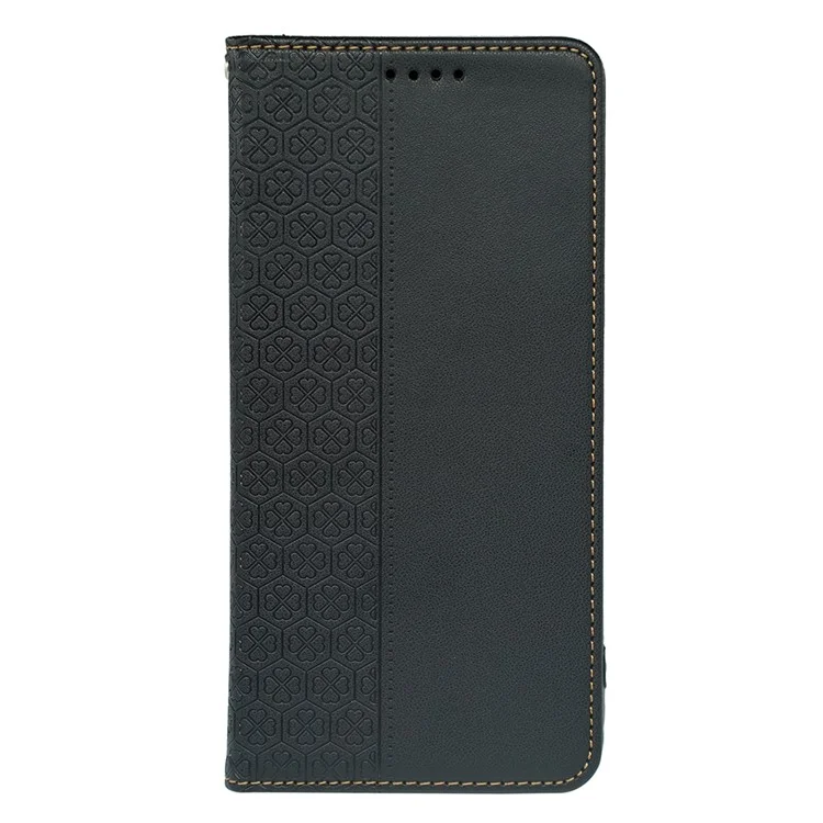 Para Samsung Galaxy A06 Case de Cuatro Hojas de Cuero Clover Flip Telephip Cover Willet - Negro