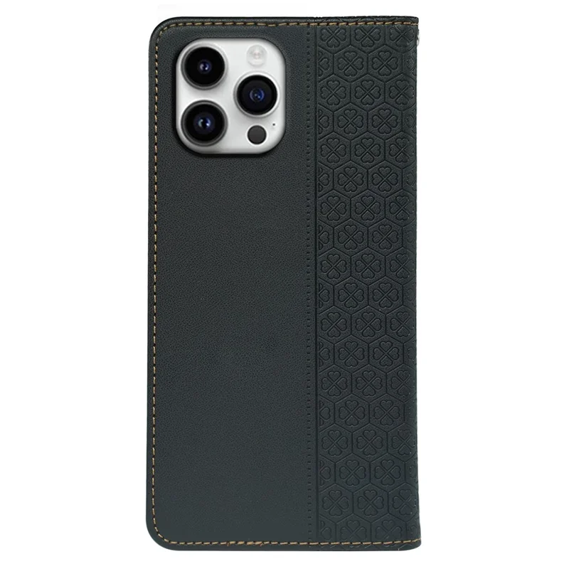 Para Iphone 16 Pro Case Clover Flip Flip Telep Stars Soport Willet - Negro