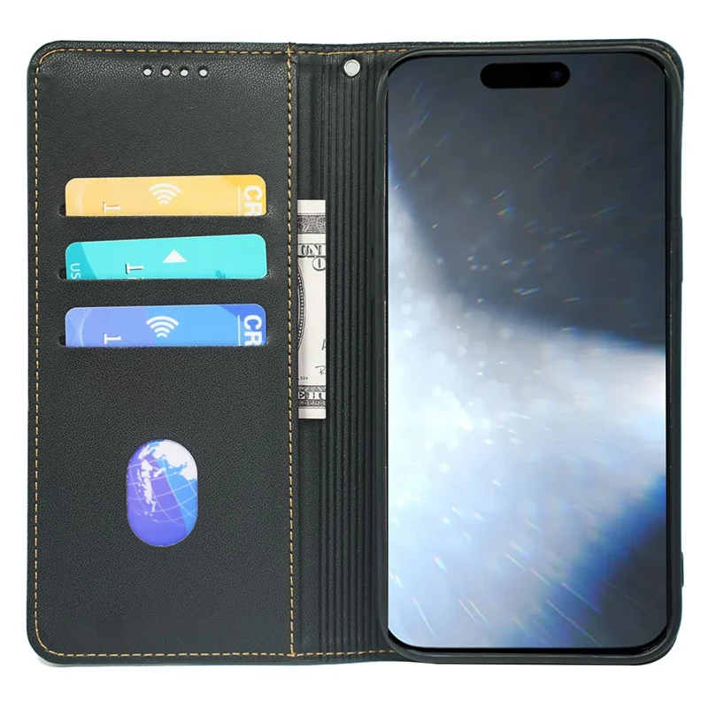 Para Iphone 16 Pro Max Case de Quatro Folhas Clover Cheatra Flip Tampo Stand Stand Wallet - Preto