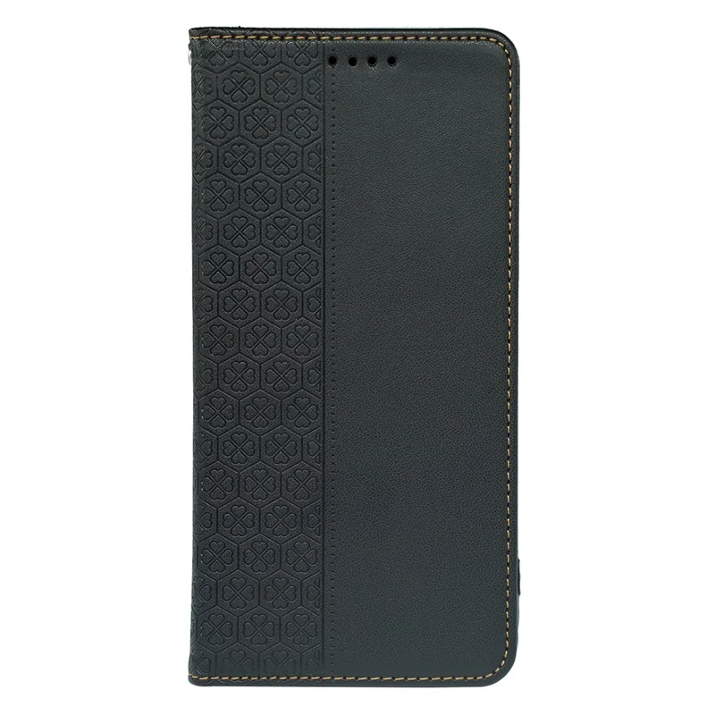 Para Iphone 16 Pro Max Case de Quatro Folhas Clover Cheatra Flip Tampo Stand Stand Wallet - Preto