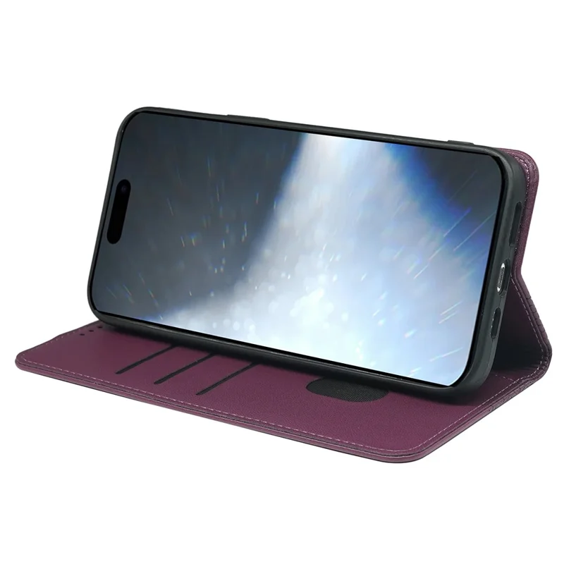 For iPhone 16 Pro Max Case Four-Leaf Clover Leather Flip Phone Cover Stand Wallet - Dark Purple