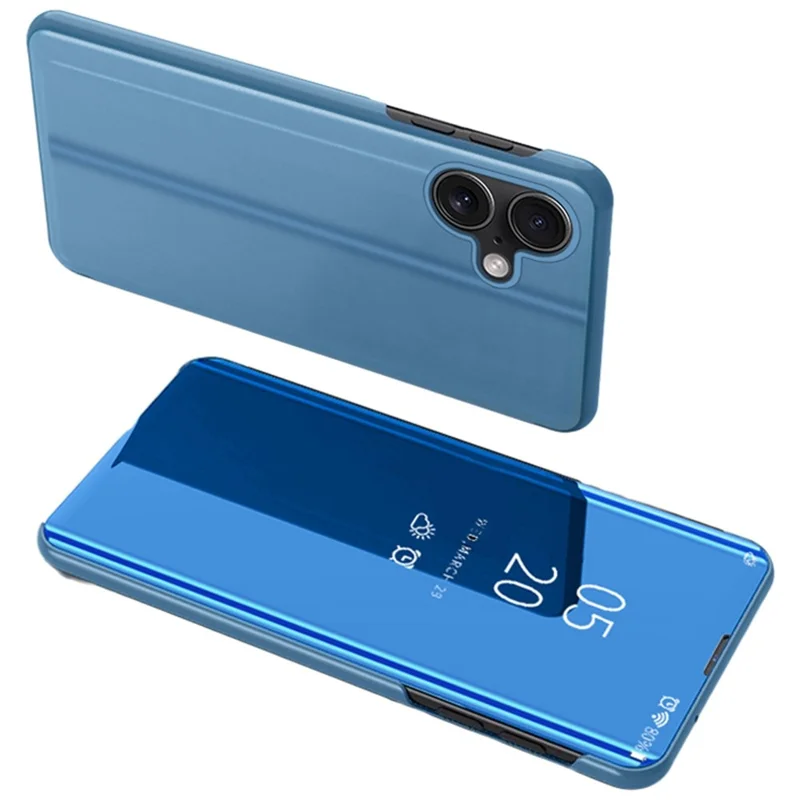 Für iPhone 16 Plus Case View Window Stand Leder Flip Handyhülle - Blau