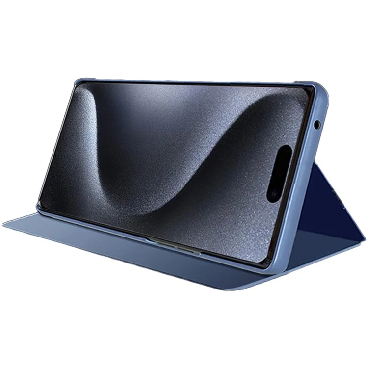 For iPhone 16 Plus Case View Window Stand Leather Flip Phone Cover - Black