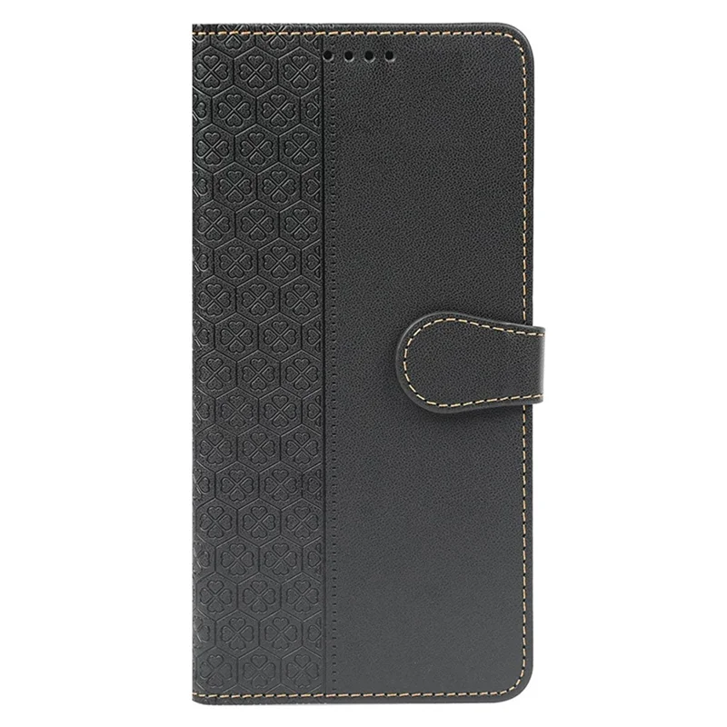 For HMD Pulse Pro  /  Pulse+  /  Pulse Case Magnetic Clasp Four-Leaf Clover Leather Phone Cover - Black