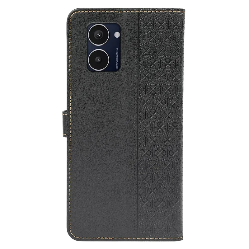 For HMD Pulse Pro  /  Pulse+  /  Pulse Case Magnetic Clasp Four-Leaf Clover Leather Phone Cover - Black