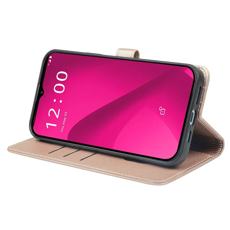 For T-Mobile REVVL 7 Case Magnetic Clasp Four-Leaf Clover Leather Phone Cover - Rose Gold