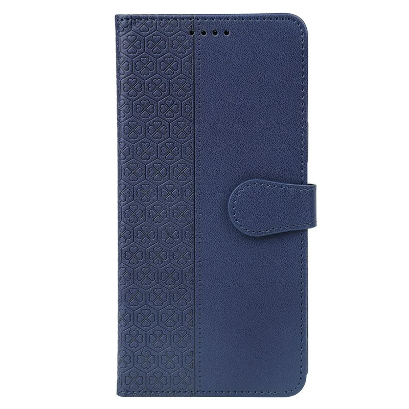 For Google Pixel 8a Case Magnetic Clasp Four-Leaf Clover Leather Phone Cover - Blue