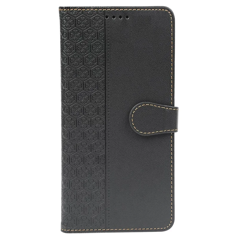 Para Iphone 15 Pro Max Case Magnetic Curo de Cuero de Cuero de Cuatro Hojas de Cuatro Hojas - Negro