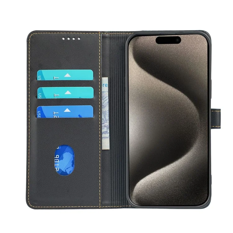 Pour Iphone 14 Pro Max Case Magnétique Fermoir à Quatre Feuilles Couverture de Téléphone en Cuir Clover - Noir