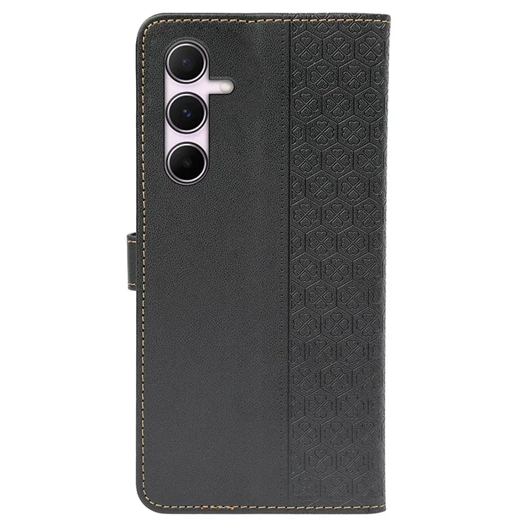 Para Samsung Galaxy A55 Case 5G Curo de Trébol de Cuatro Hojas de Cuero Cubierta de Cuero de Cuatro Hojas - Negro