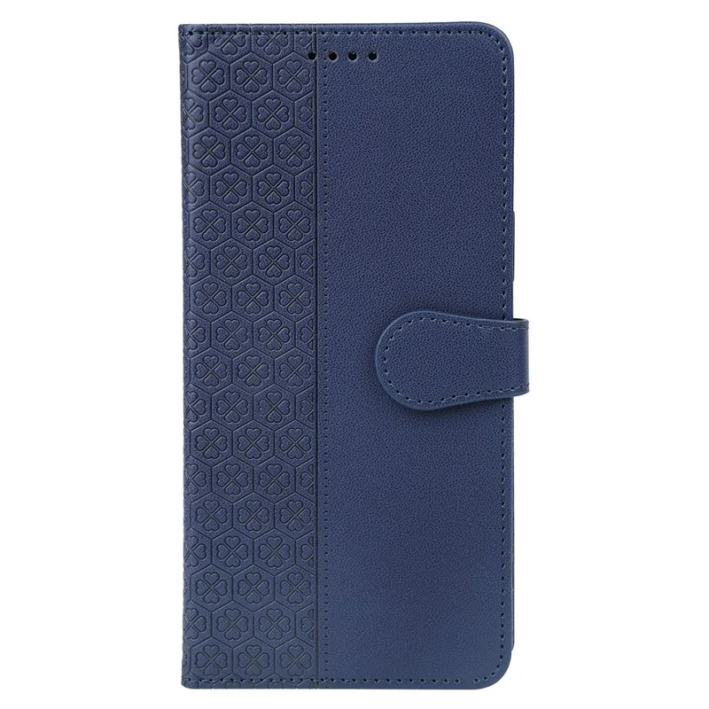 For Samsung Galaxy A35 5G Case Magnetic Clasp Four-Leaf Clover Leather Phone Cover - Blue