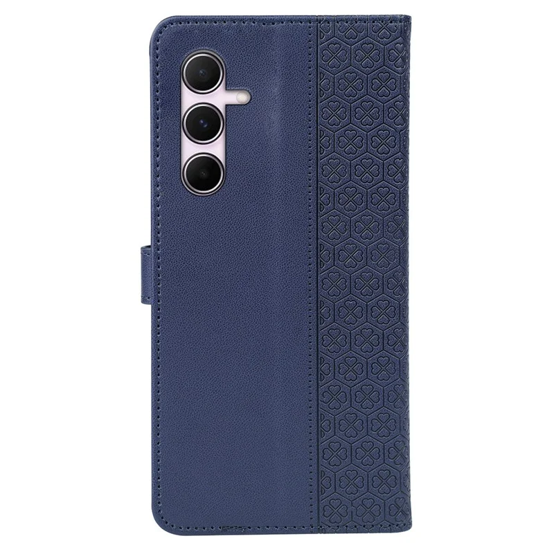 For Samsung Galaxy A35 5G Case Magnetic Clasp Four-Leaf Clover Leather Phone Cover - Blue