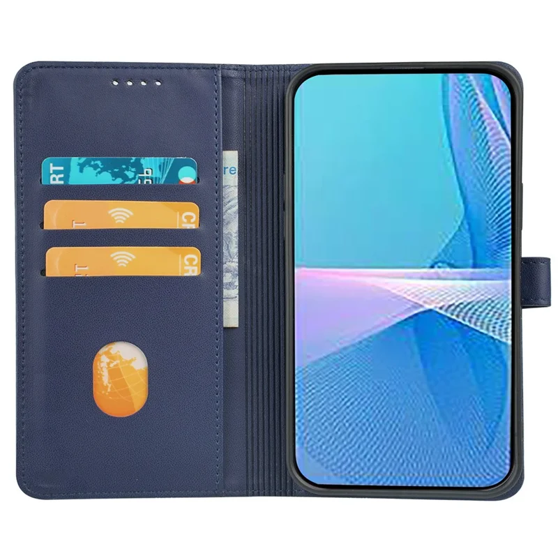 For Sony Xperia 10 VI Case Magnetic Clasp Four-Leaf Clover Leather Phone Cover - Blue