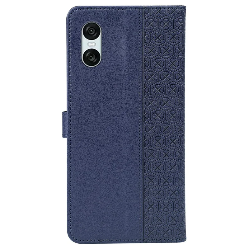 For Sony Xperia 10 VI Case Magnetic Clasp Four-Leaf Clover Leather Phone Cover - Blue