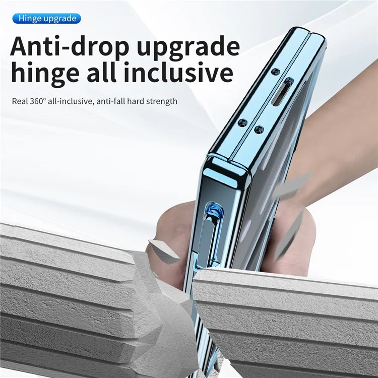 Para Samsung Galaxy Z Fold6 5g Case Stot Slot Slot Hinge Kickstand PC Capa Com Filme de Tela / Caneta - Azul