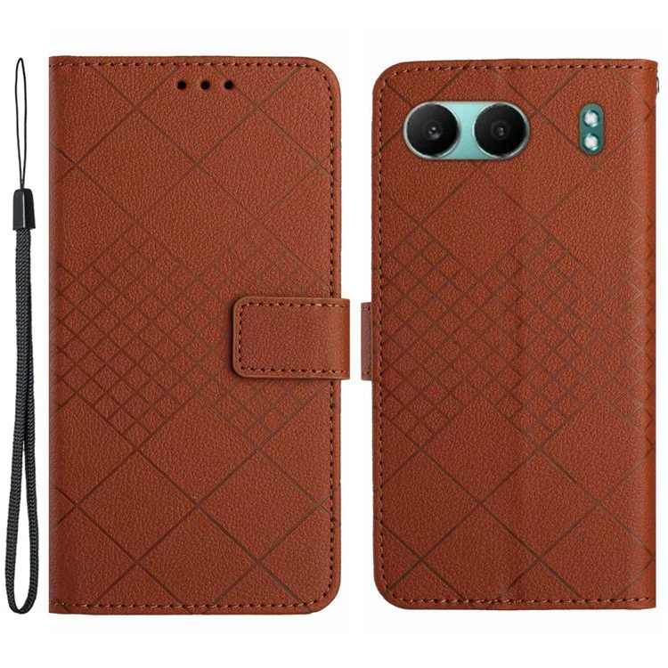 HT06 Para OnePlus Nord 4 Carteira Telefone Caso Imprimir Couro PU Flip Folio Cover - Marrom