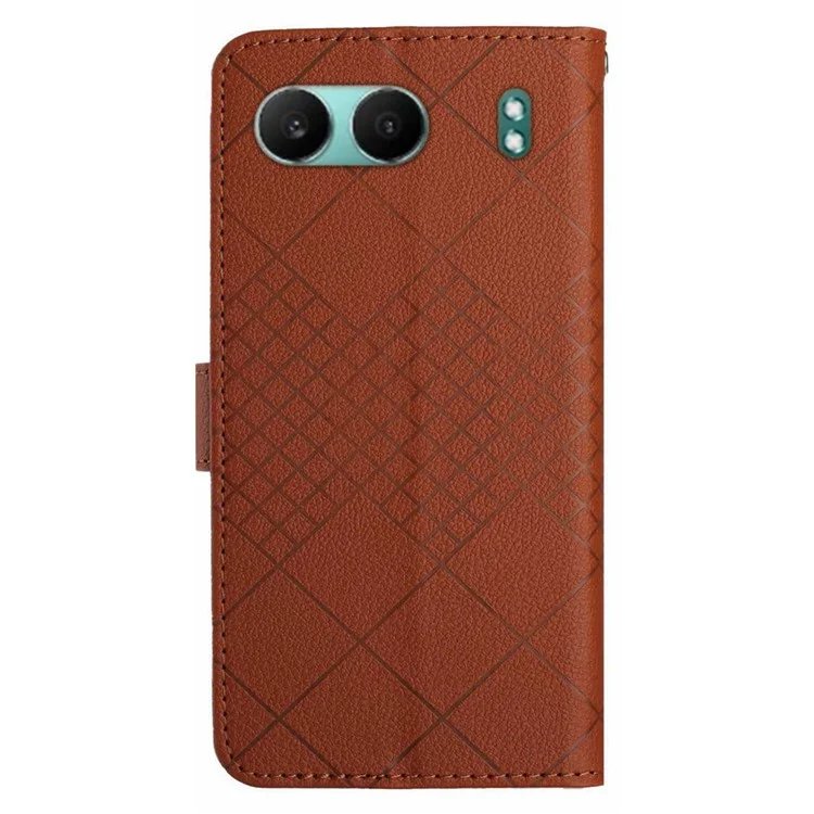 HT06 Para OnePlus Nord 4 Carteira Telefone Caso Imprimir Couro PU Flip Folio Cover - Marrom