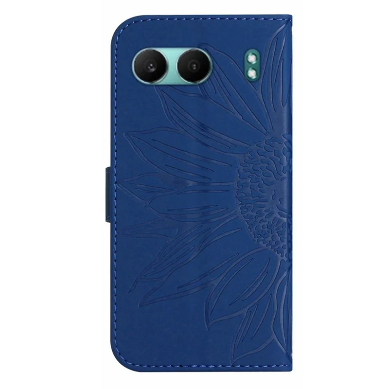 HT04 For OnePlus Nord 4 Case Sunflower Imprint Leather Wallet Phone Cover with Wrist Strap - Sapphire