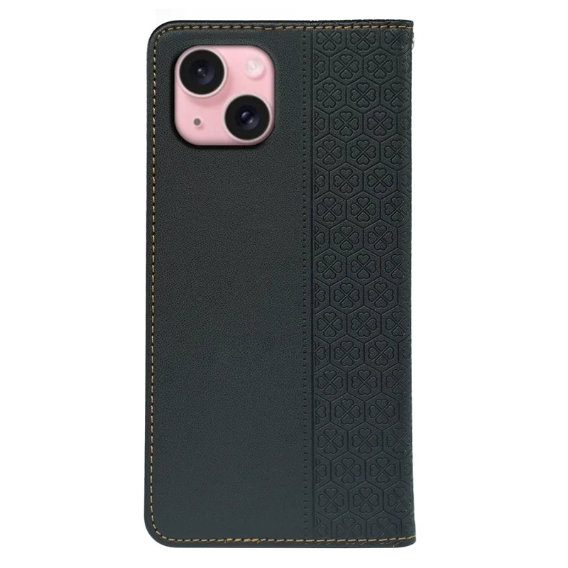 Para Iphone 15 Case Clover Clover Flip Flip Phone Cover Cover Willet - Negro