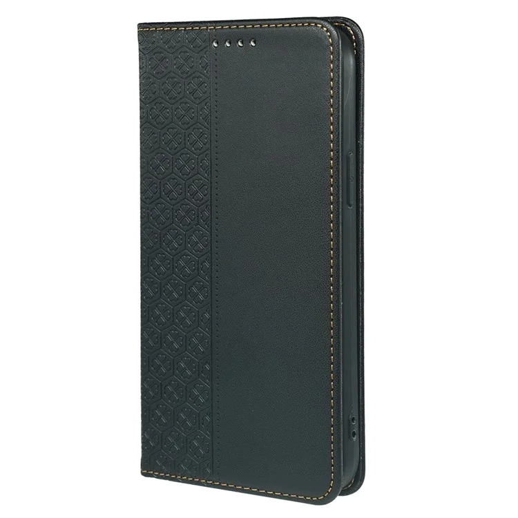 Для Iphone 14 Case Case Clover Clover Кожаная Крышка Телефона Подставка Для Подставки - Черный