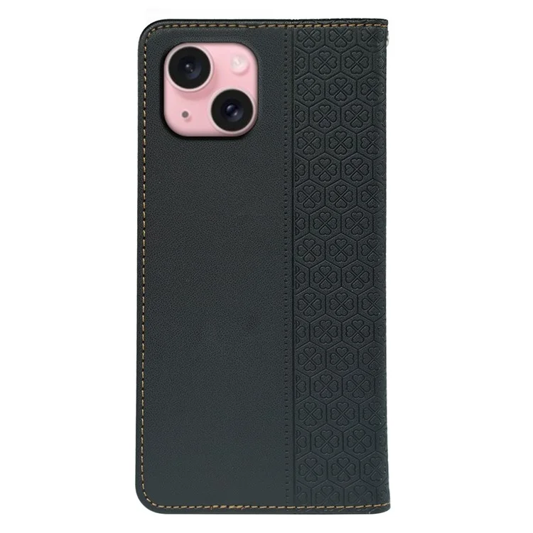 Для Iphone 14 Case Case Clover Clover Кожаная Крышка Телефона Подставка Для Подставки - Черный