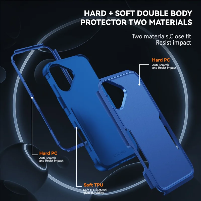 Commuter Series For iPhone 16 Plus Case 3-in-1 Shockproof TPU+PC Phone Cover - Sapphire
