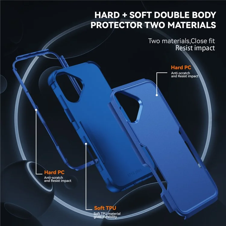 Custodia Commuter Series per iPhone 16 3-in-1 Resistente agli urti TPU+PC Cover per telefono - Zaffiro