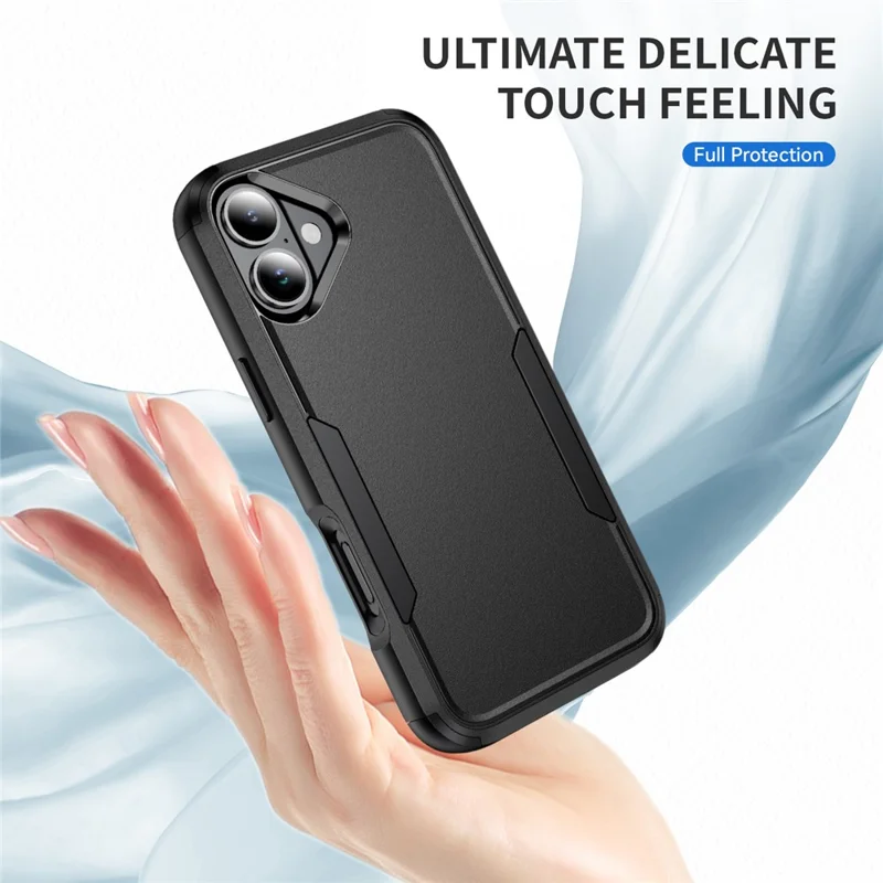 Commuter Series For iPhone 16 Case 3-in-1 Shockproof TPU+PC Phone Cover - Black