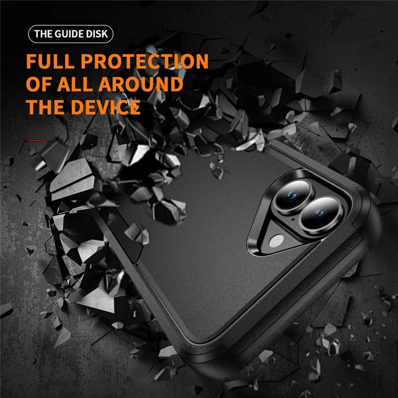 Commuter Series For iPhone 16 Case 3-in-1 Shockproof TPU+PC Phone Cover - Black
