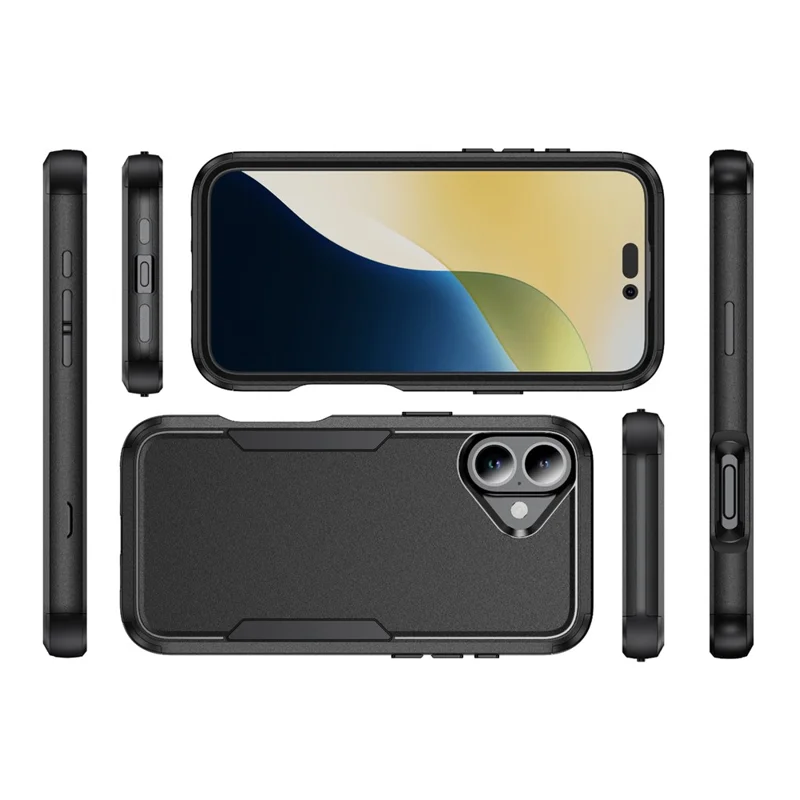 Commuter Series For iPhone 16 Case 3-in-1 Shockproof TPU+PC Phone Cover - Black