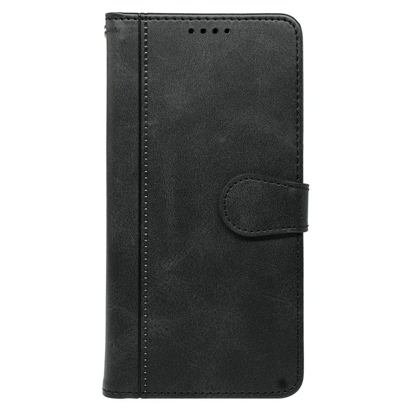 For iPhone 16 Pro Case Calf Texture Leather Stand Book Style Phone Cover - Black