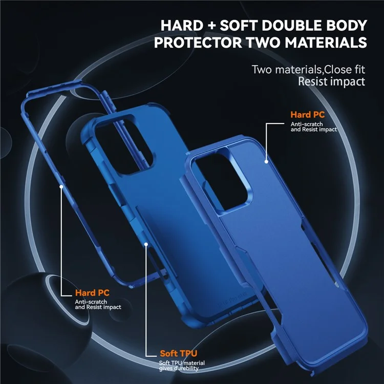 Commuter Series Per iPhone 16 Pro Case 3-in-1 Antiurto TPU+PC Custodia - Zaffiro