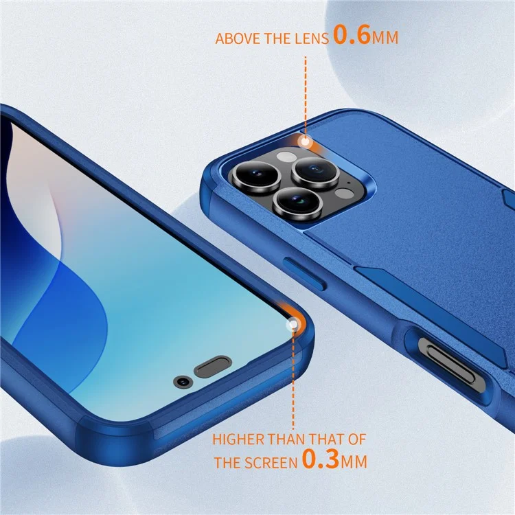 Commuter Series For iPhone 16 Pro Max Case 3-in-1 Shockproof TPU+PC Phone Cover - Sapphire