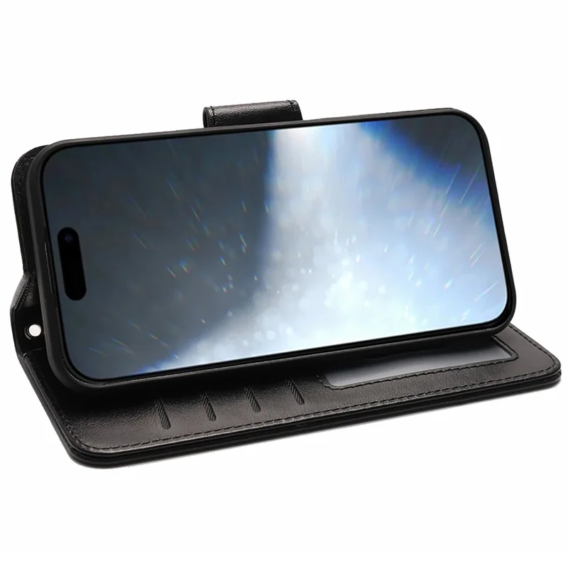 For iPhone 16 Pro Max Case Card Holder Wallet Leather Phone Cover - Zwart