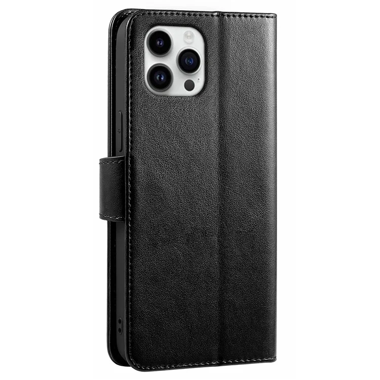 For iPhone 16 Pro Case Card Holder Wallet Leather Phone Cover - Schwarz