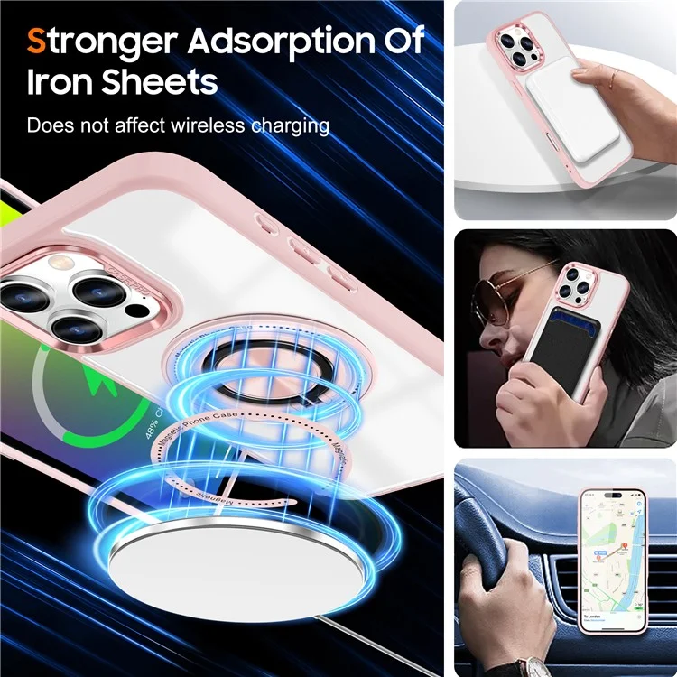 Funda para iPhone 16 Pro Max con soporte magnético y anillo - Rosa