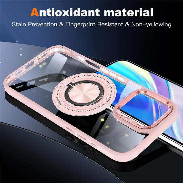 Funda para iPhone 16 Pro Max con soporte magnético y anillo - Rosa