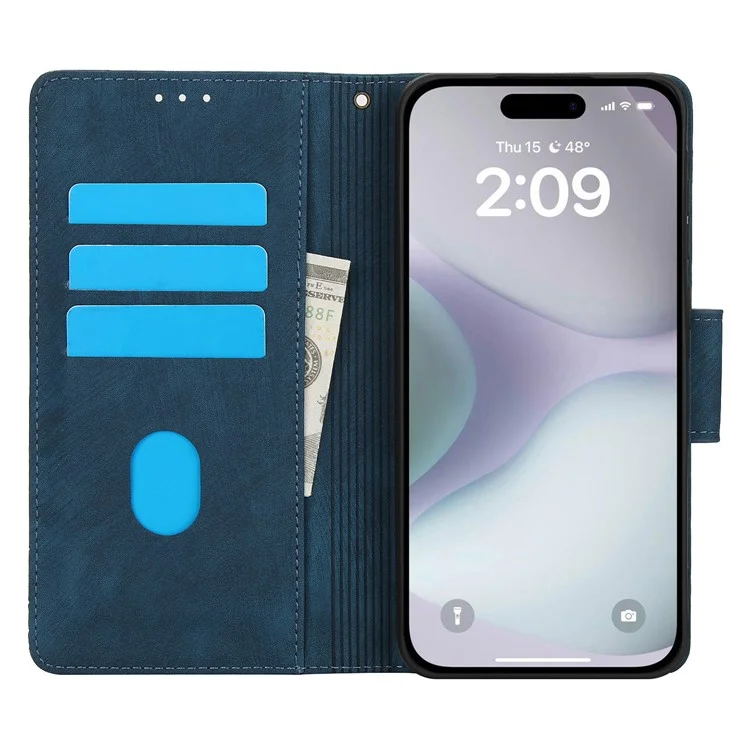 SY-001 Para Iphone 16 Plus Case Flower Butterfly Telet Cover Con Correa de Mano - Azul