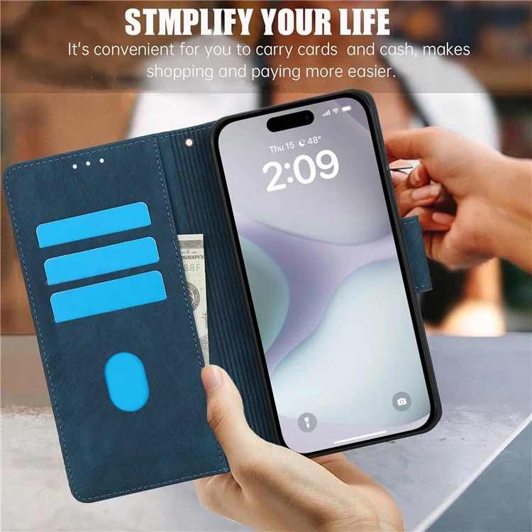 SY-001 Para Iphone 16 Plus Case Flower Butterfly Telet Cover Con Correa de Mano - Azul