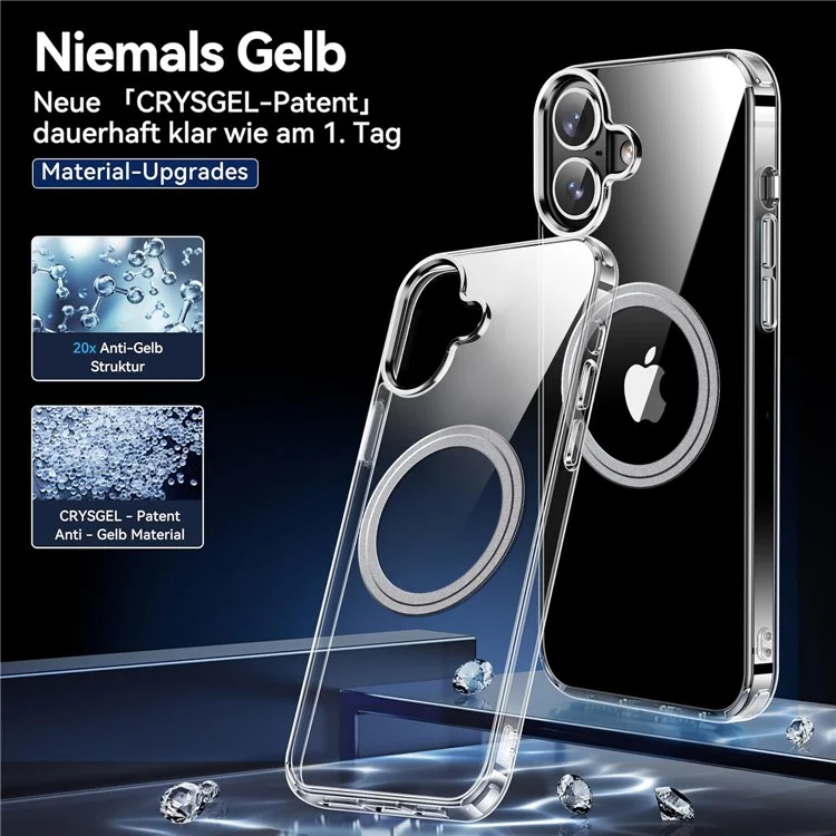 Для Iphone 16 Case Magnetic Tpu+пк Прозрачная Крышка Для Антипоточного Телефона