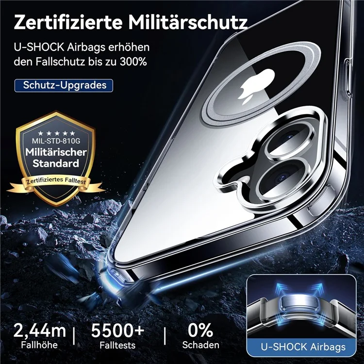 Для Iphone 16 Case Magnetic Tpu+пк Прозрачная Крышка Для Антипоточного Телефона