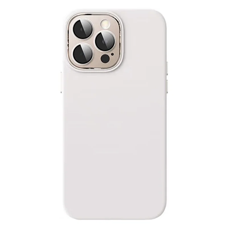 Для Iphone 16 Pro Max Case Shock -reseection Liquid Silicone Phone с Металлической Рамкой Объектива - Белый