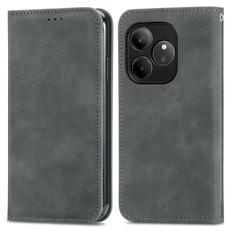 Para Realme GT 6 5G Case Skin Touch Touch Feeling Telep Cubierta Magnética Absorción Magnética - Gris