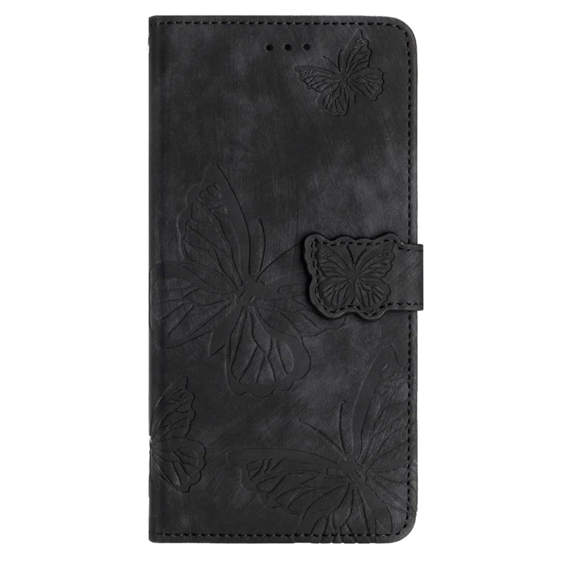 Pour HMD Pulse Pro Case Butterfly Design Flip Portefeuille Téléphone Cover Skin-touch - Noir