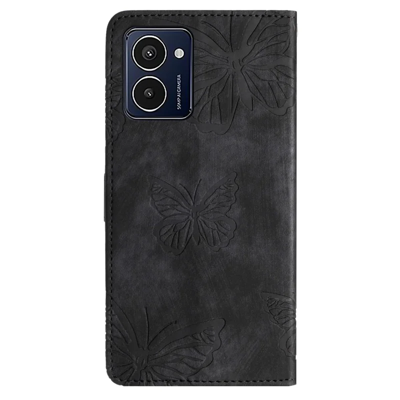 Pour HMD Pulse Pro Case Butterfly Design Flip Portefeuille Téléphone Cover Skin-touch - Noir